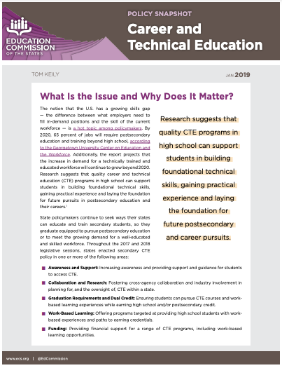 Career and Technical Education - Education Commission of the States